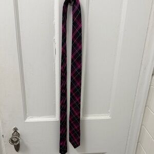 Express Black and Pink Plaid Tie